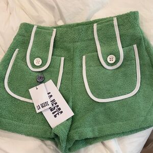 LA VESTE green terry cloth shorts size Small